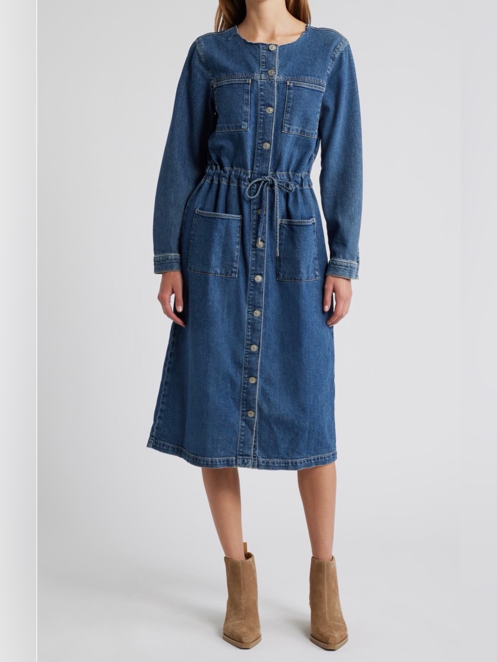 Rails Elysian Blue Denim Drawstring Midi Dress NWT Size Small